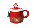 Taza roja de cerámica con diseño de Papá Noel y tapa de silicona, marca Brandani Gift Group.
