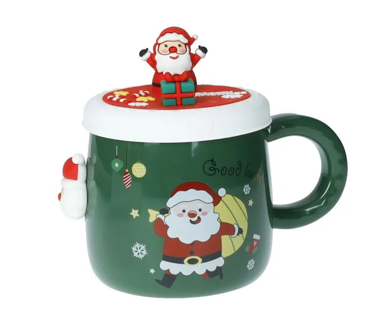 Mug Papa Noel Verde Con Tapon Silicona — Brandani Gift Group