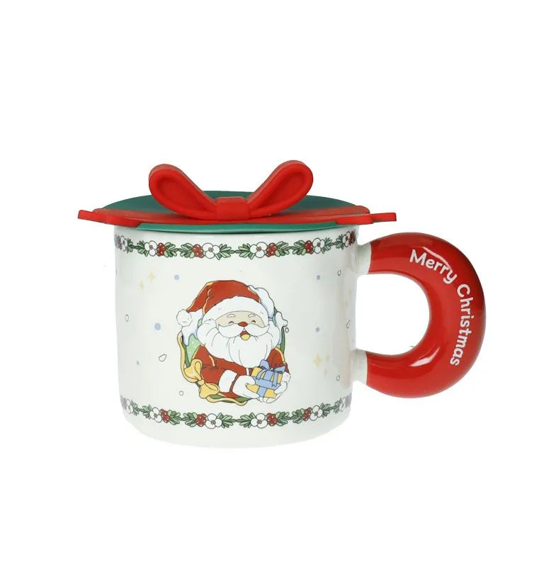 Taza roja de cerámica con tapa de silicona blanca, diseño italiano.