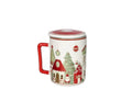 Taza tisanera de cerámica blanca, colección Villaggio In Festa, con tapa y filtro.