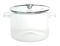 Olla de vidrio borosilicato con tapa, capacidad 3.5 litros.