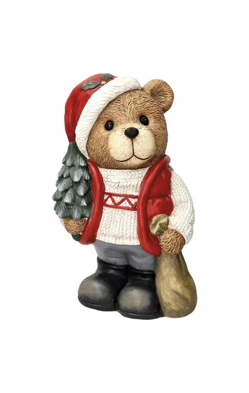 Figura decorativa de un oso sosteniendo un árbol de Navidad, diseño Brandani.