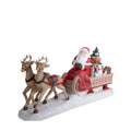 Figura decorativa de Papá Noel con su trineo, ideal para la decoración navideña.