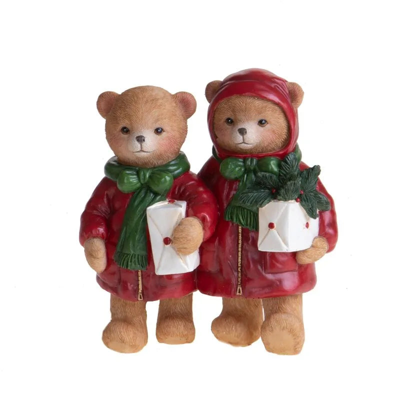 Figura decorativa PAREJA OSO de Brandani Gift Group, ideal para decoración navideña.