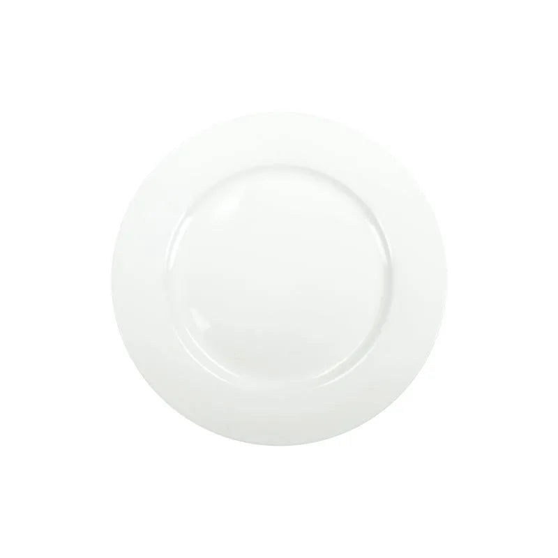 Plato de presentación redondo de porcelana blanca modelo Total White de Brandani.