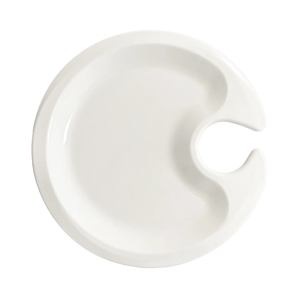 Plato de melamina redondo de 22 cm, color blanco con diseño de hojas verdes de la colección Evergreen, Brandani Gift Group.