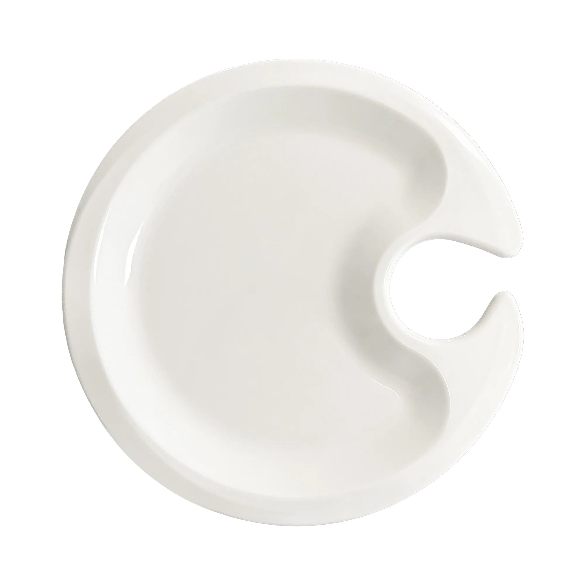 Plato de melamina redondo de 22 cm, color blanco con diseño de hojas verdes de la colección Evergreen, Brandani Gift Group.