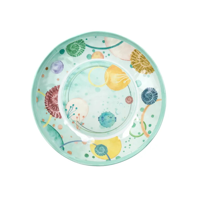 Plato hondo Bollicine de 21.5 cm en melamina blanca, con un diseño texturizado que recuerda a burbujas.