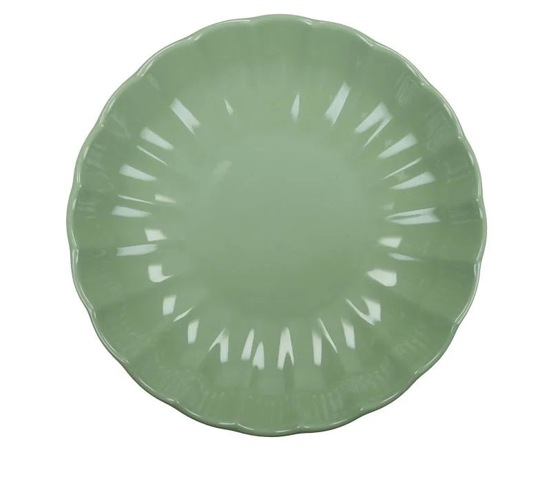 Plato hondo verde de cerámica de la colección Calipso de Brandani.