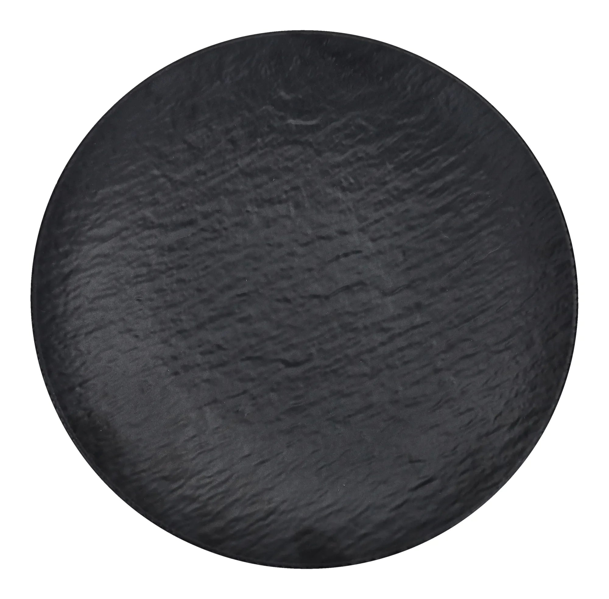 Plato llano Black Eclipse de 27 cm en melamina, color negro.