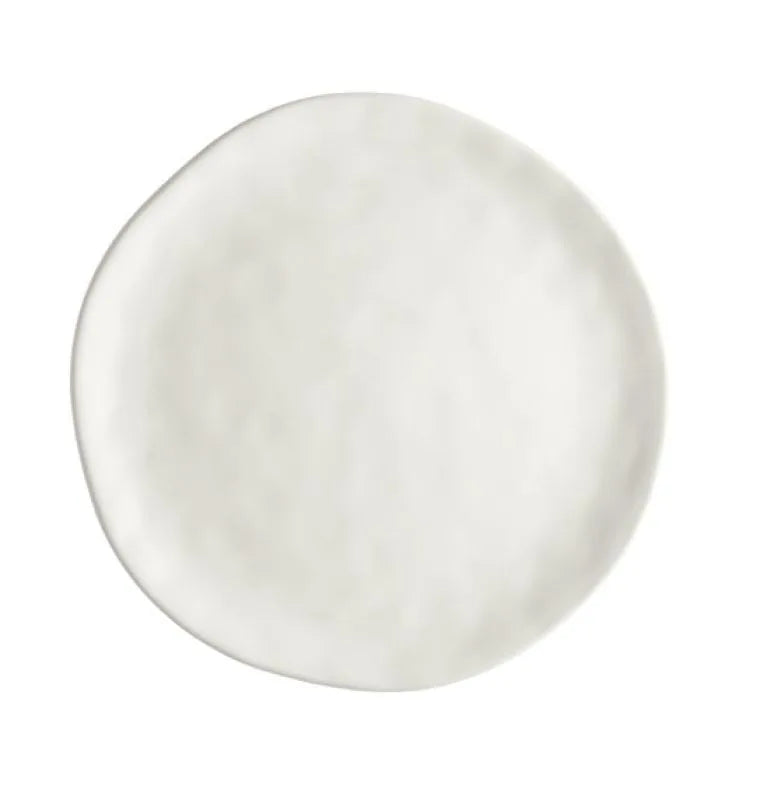 Plato llano individual de gres blanco de la colección Sinfonia, con un diseño liso y elegante.