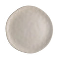 Plato llano de gres color marfil, colección Sinfonía, con un diseño sutil y elegante.
