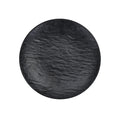 Plato de postre de melamina negra con borde sutil, colección Black Eclipse, de Brandani Gift Group.