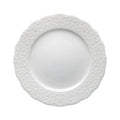 Plato de postre Brandani Gran Gala de porcelana blanca con borde dorado.