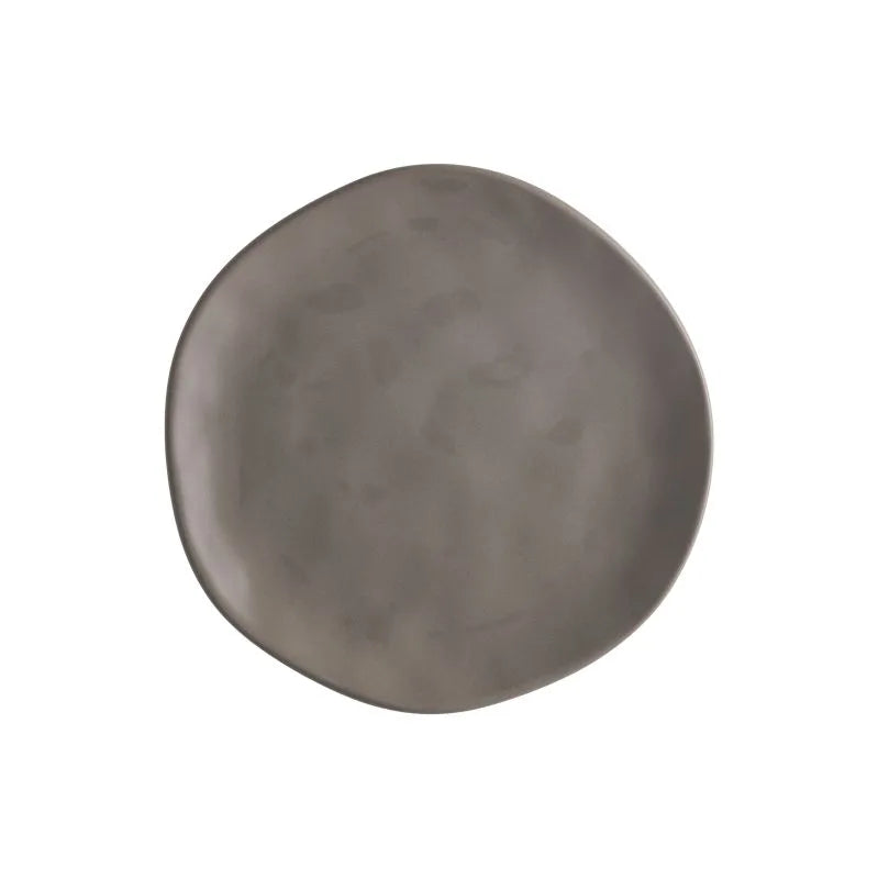 Plato de postre Brandani colección Sinfonia en gres, color gris paloma.