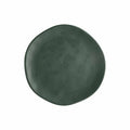 Plato de postre redondo de cerámica en tono verde petróleo, colección Sinfonia de Brandani.