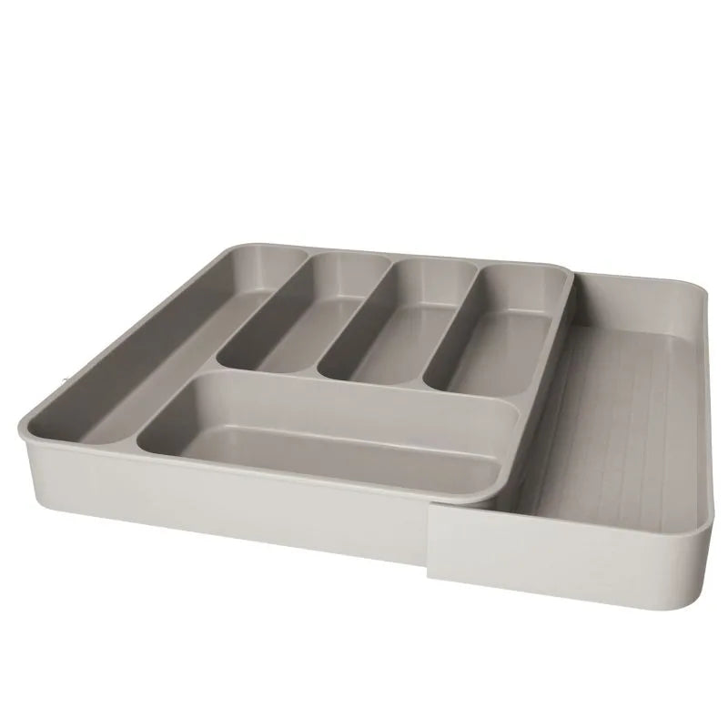 Portacubiertos extensible Brandani en color gris, mostrando su capacidad de ajuste.