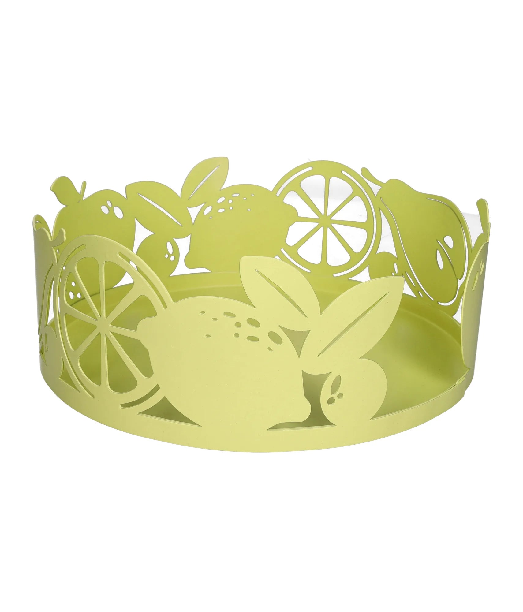 Frutero de cerámica amarillo con diseño italiano Brandani, dimensiones D24 x 9 cm.