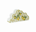 Servilletero de porcelana con diseño de limones en color amarillo y verde, marca Brandani.