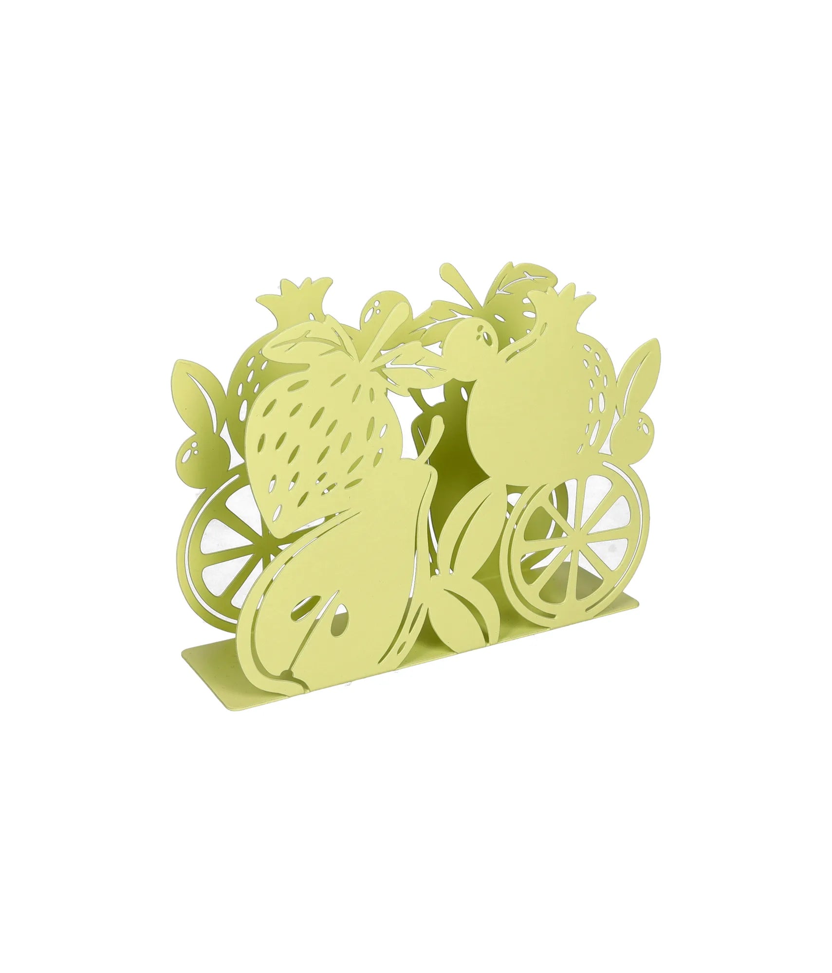 Portaservilletas pequeño de cerámica en color amarillo con diseño de fruta.