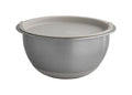 Recipiente Bombin gris de acero inoxidable con base y tapa de silicona.