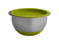 Recipiente Bombin verde de 19 cm fabricado en acero inoxidable con tapa y base de silicona.