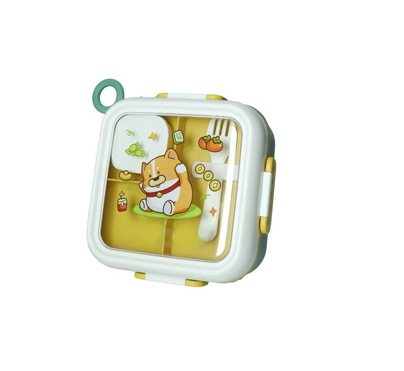 Recipiente infantil L'Ora della Pappa en color dorado con tenedor.