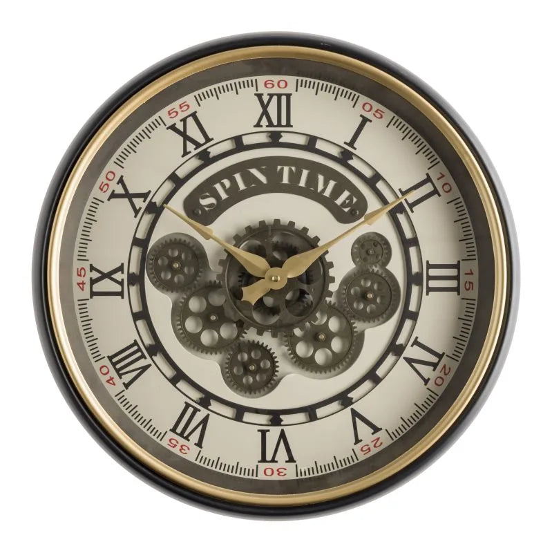 Reloj Happy Gear de Brandani con mecanismo a la vista, estructura metálica, sobre un fondo neutro.