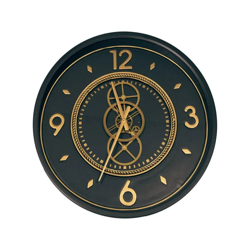 Reloj de pared metálico de 55cm en color azul con diseño moderno.