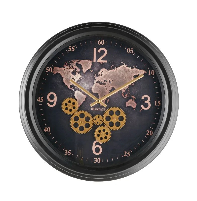 Reloj Mondo con mecanismo a la vista, acabado metálico, diseño italiano.