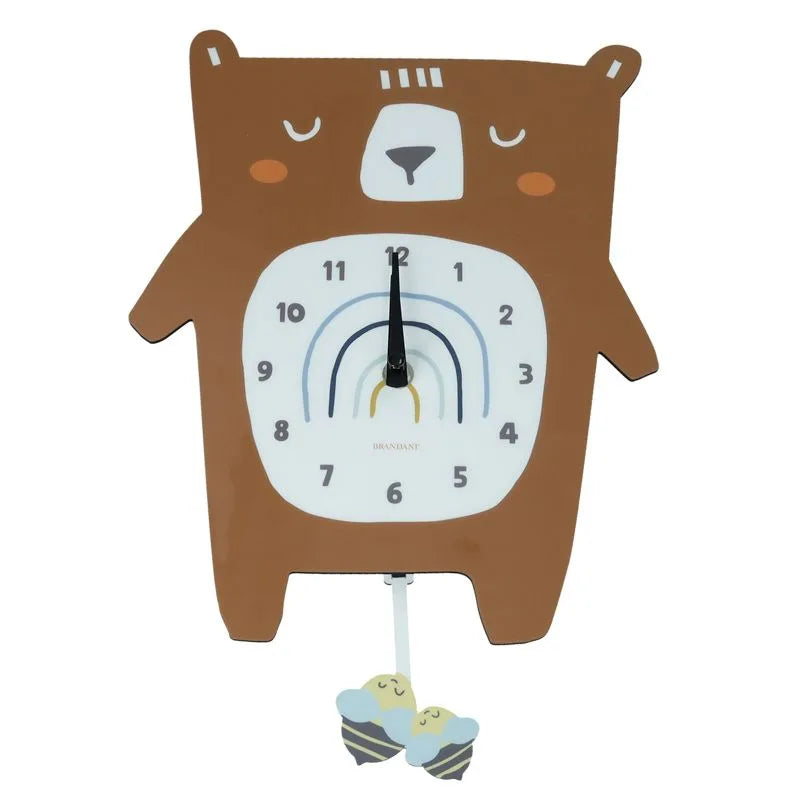 Reloj decorativo con forma de oso y péndulo, acabado en tonos neutros, de Brandani.