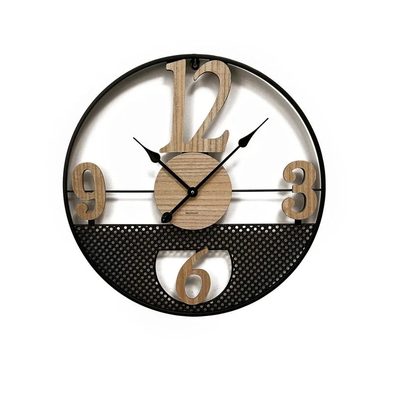 Reloj de pared Roman de metal y madera con esfera de diseño italiano.