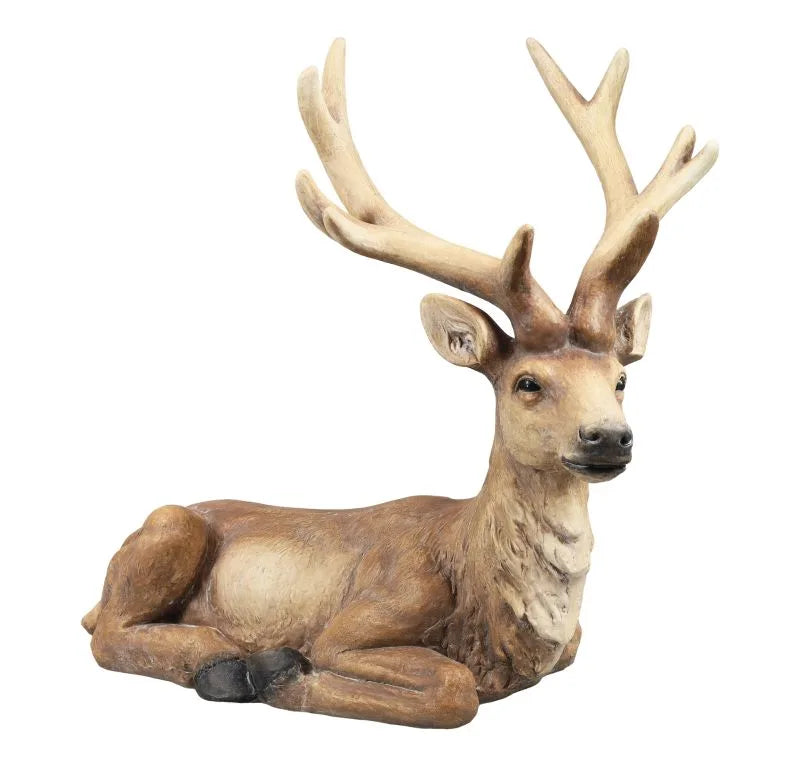 Figura de reno decorativa de 74 cm de altura, con acabado detallado y estilo italiano, ideal para Navidad.