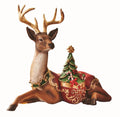 Reno con árbol de Navidad de Brandani, figura decorativa de 80 x 39 x 66 cm.