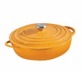 Rustidora baja Ghisa de 5 litros en color amarillo esmaltado, fabricada en hierro fundido.
