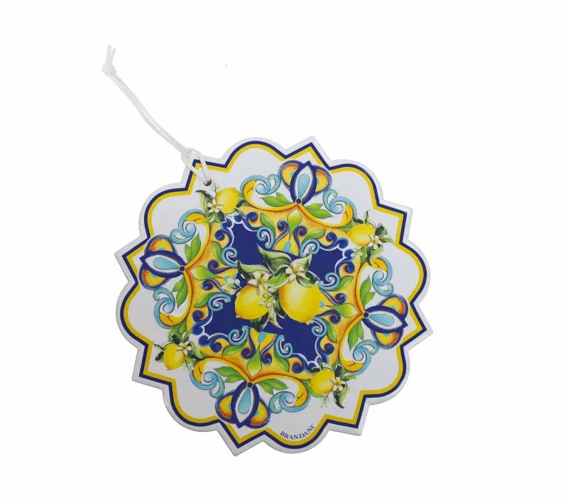 Salvamanteles Citrus de cerámica blanca con detalles de corcho.