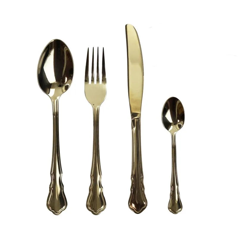 Set de 16 cubiertos dorados modelo Imperial Gold de Brandani Gift Group.