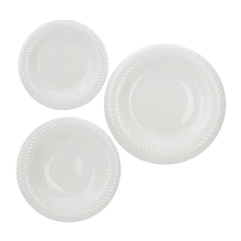 Set de 18 Piezas Optical de Brandani, compuesto por platos y cuencos de diseño moderno.