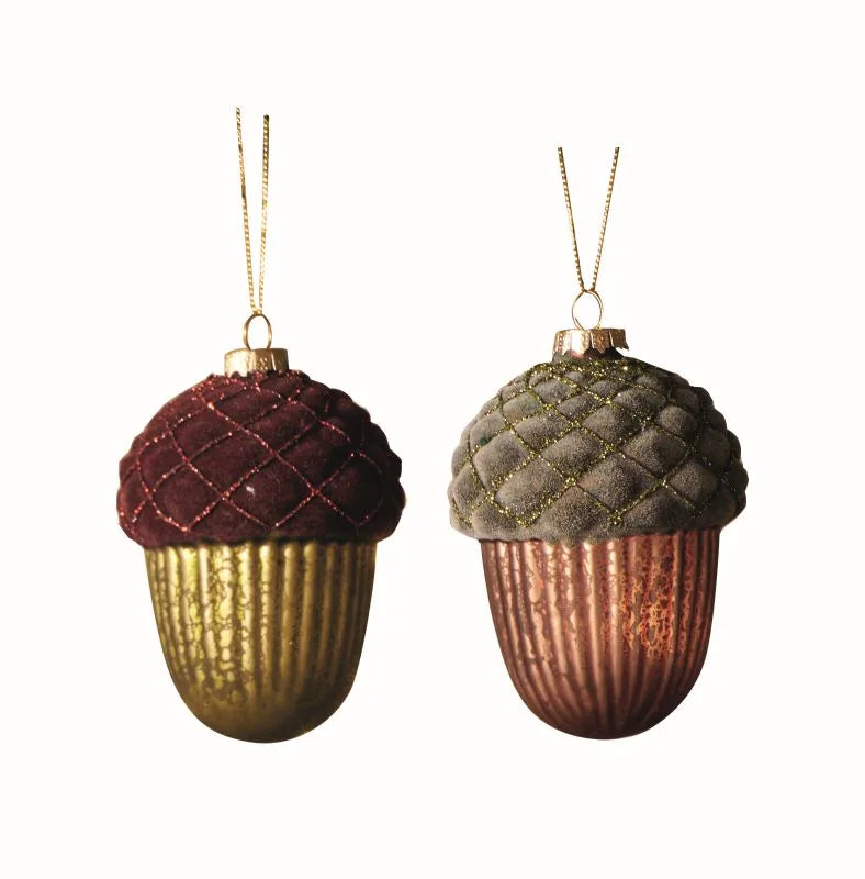 Set de 2 adornos para árbol de Navidad "Le Ghiande" de Brandani Gift Group, con forma de bellota.