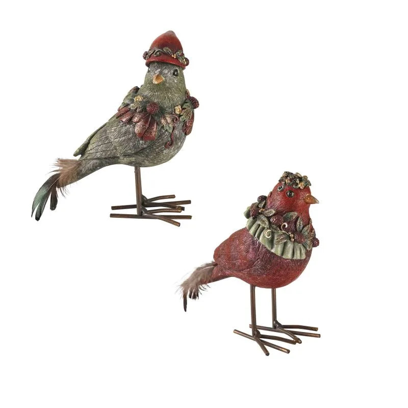Set de 2 figuras de palomas en cerámica, estilo navideño, de la marca Brandani.