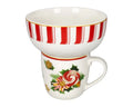 Set de 2 tazas con cuenco de cerámica blanca de la colección Le Chicche, con detalles decorativos.