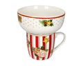 Set de 2 tazas "Le Chicche" con cuenco, diseño de rayas en tonos neutros.