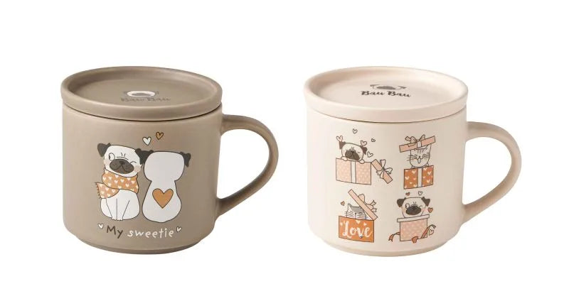 Set de 2 tazas Brandani en porcelana New Bone China, con diseño italiano.