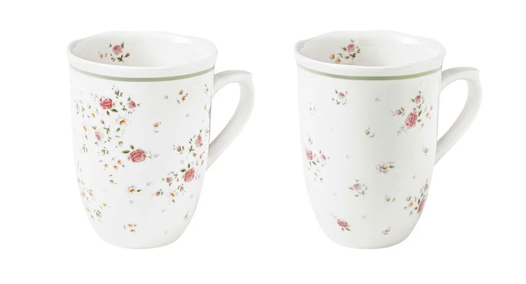 Set de 2 tazas de porcelana rosa 'Nonna Rosa' con diseño italiano.