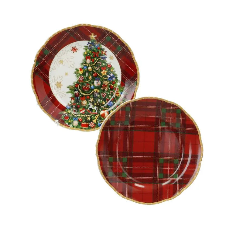 Set de 2 platos de postre Christmas con diseño festivo de Brandani Gift Group.