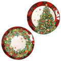 Set de 2 platos de postre de melamina con diseños navideños surtidos, ideal para celebraciones.