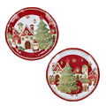 Set de 2 platos de postre de melamina con diseño navideño Villaggio In Festa de Brandani.