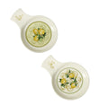 Set de 2 cuencos de porcelana blanca con diseño de limones amarillos y verdes, modelo Limoni.