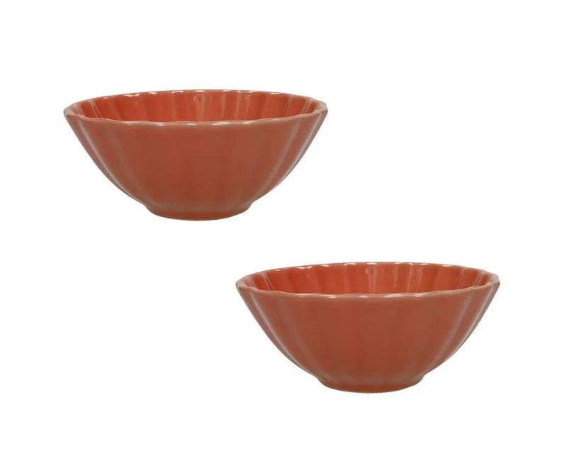 Set de 2 cuencos Calipso Coral de Brandani, con un diseño vibrante y acabado brillante.