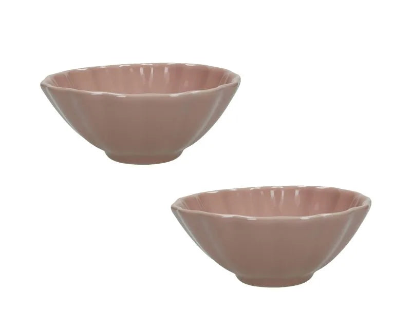 Set de dos cuencos redondos de cerámica en color rosa, modelo Calipso.